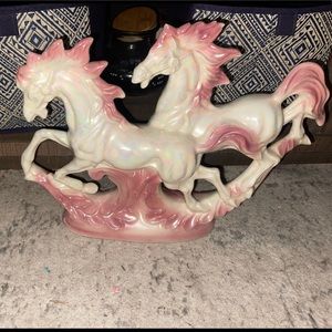 Mid century modern iridescent galloping stallions